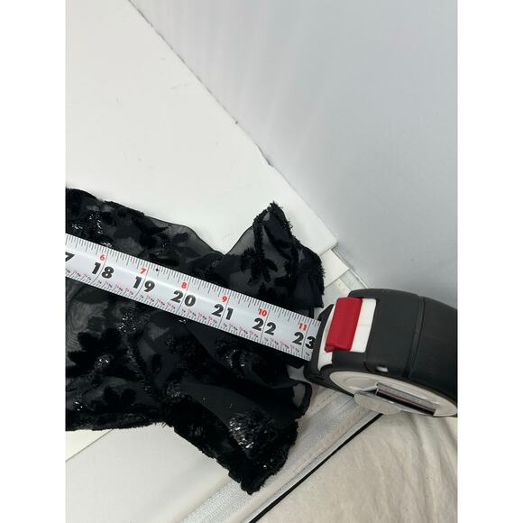 VTG Top Women SZ 10 y2K Black Burnout Velvet 90s  Whimsigoth Sheer Witchy Event - Picture 7 of 10